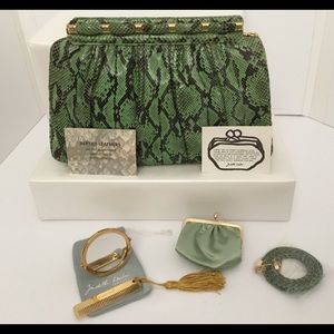 Judith Leiber vintage green Python purse